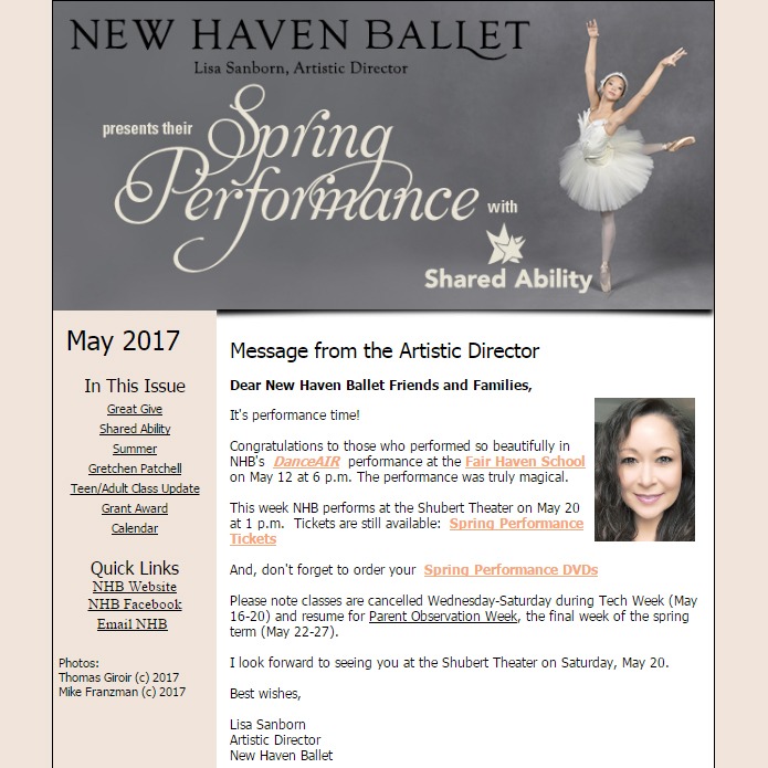 Newsletter Archives - New Haven Ballet